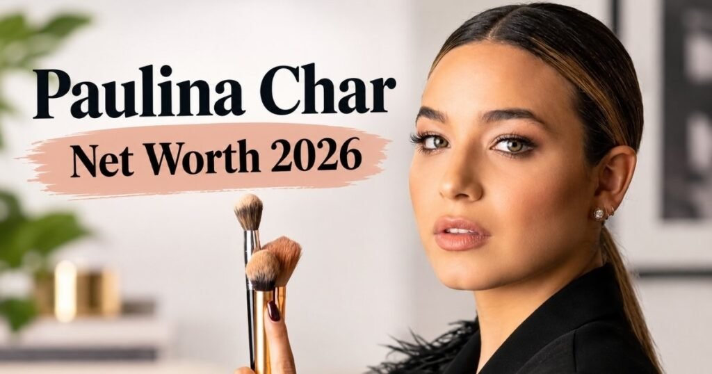 Paulina Char Net Worth 2026 featured image showing Paulina Char holding makeup brushes in a beauty-inspired setting.